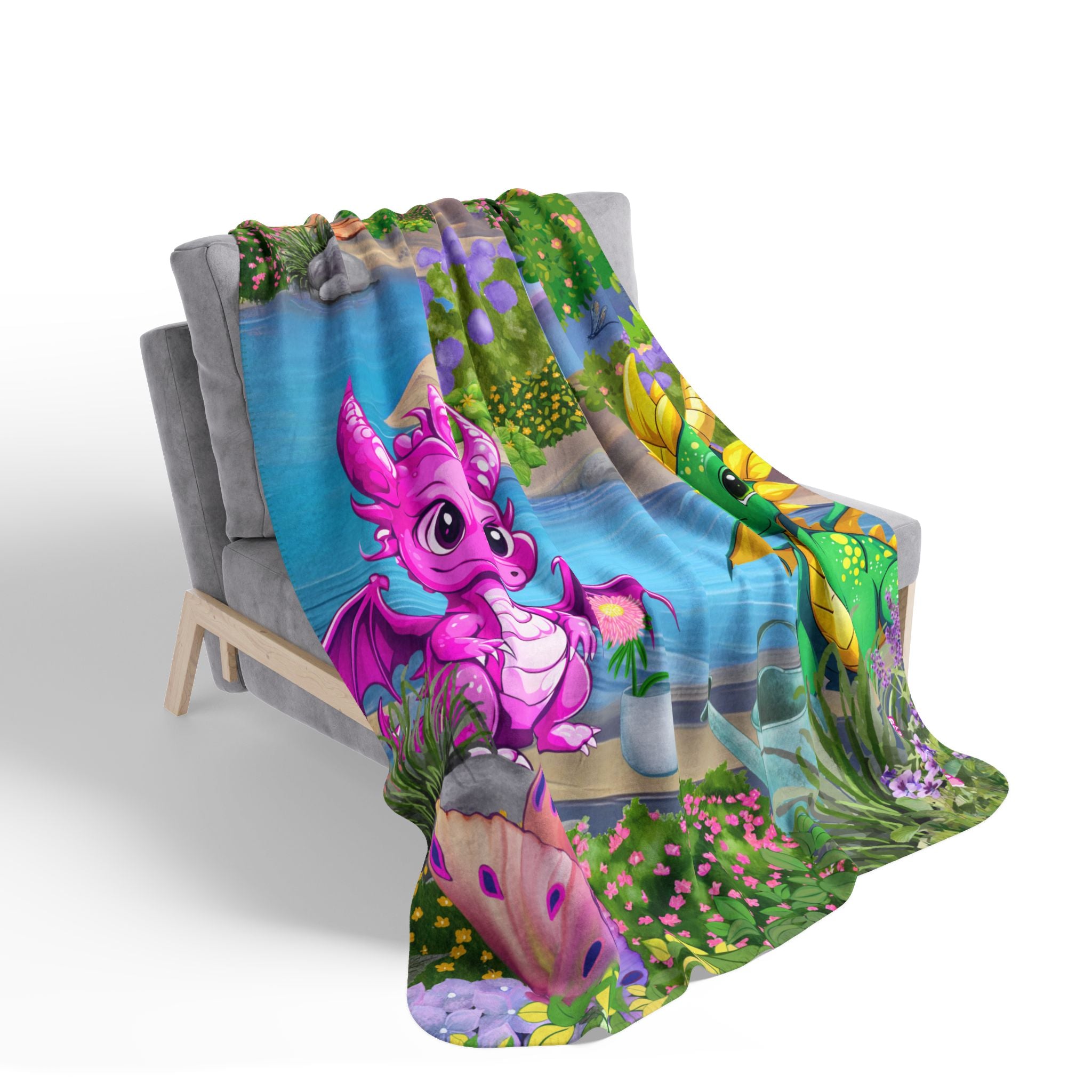Bubbles & Sprig Garden Blanket Fleece Sherpa Blanket