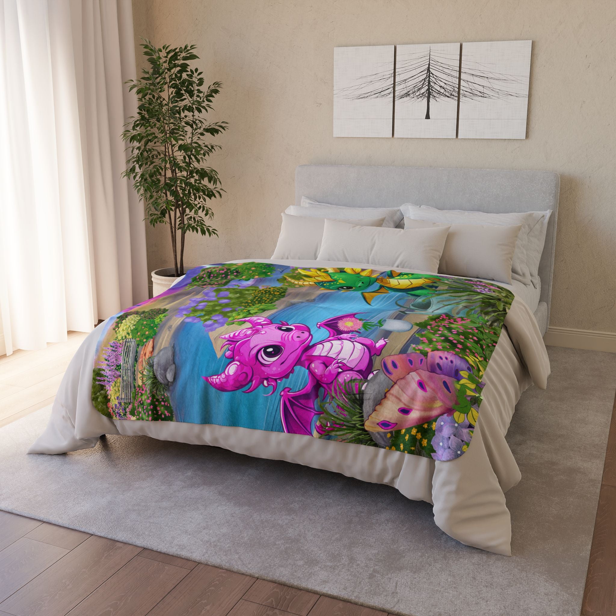 Bubbles & Sprig Garden Blanket Fleece Sherpa Blanket