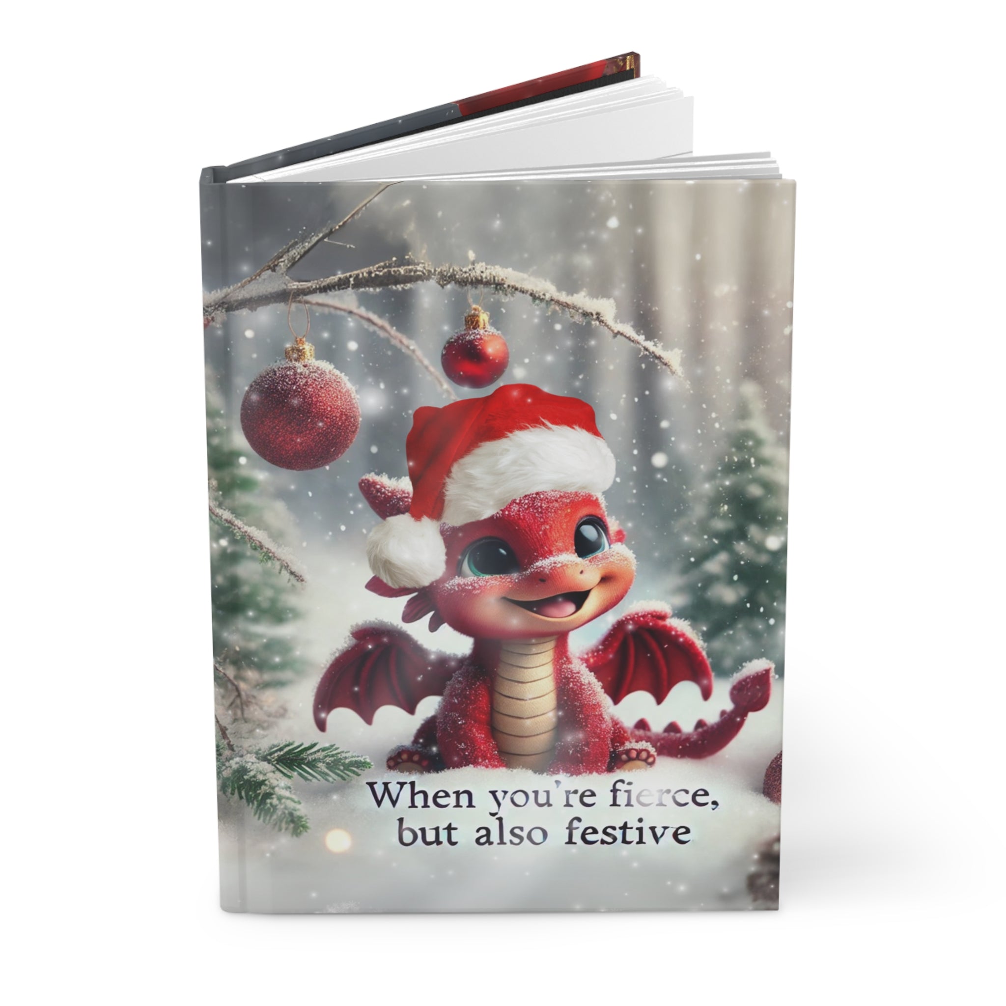 Red Santa Baby Dragon Hardcover Journal Matte