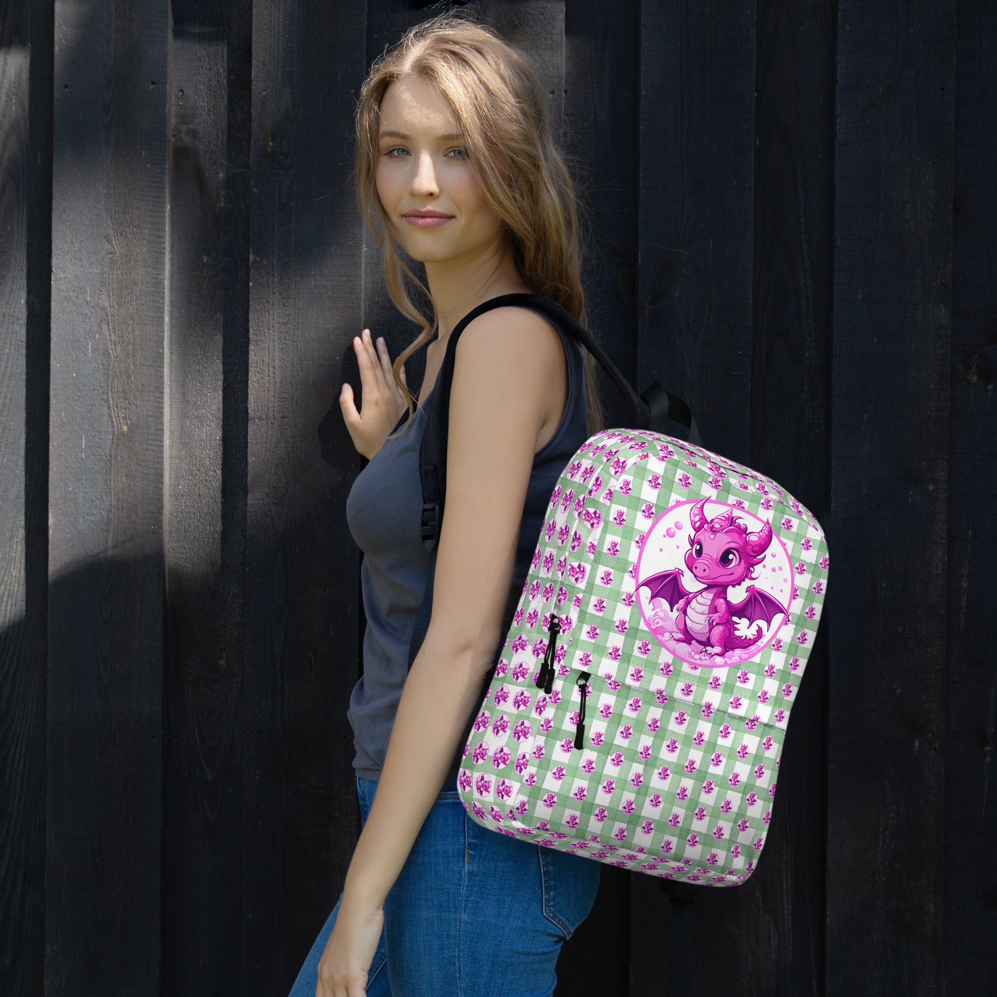 Bubbles Green Gingham Backpack