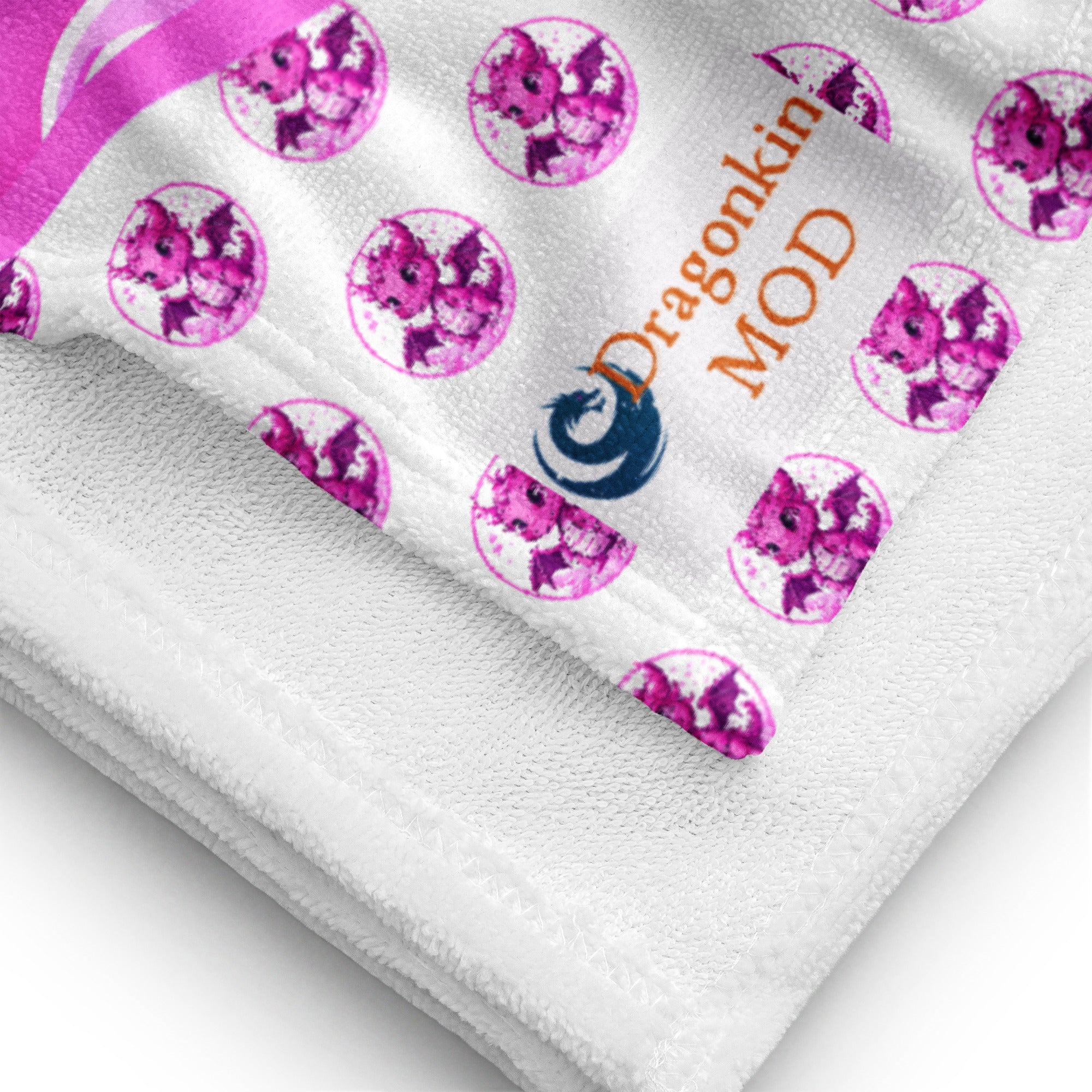 Bubbles Dragon Pink and White Towel