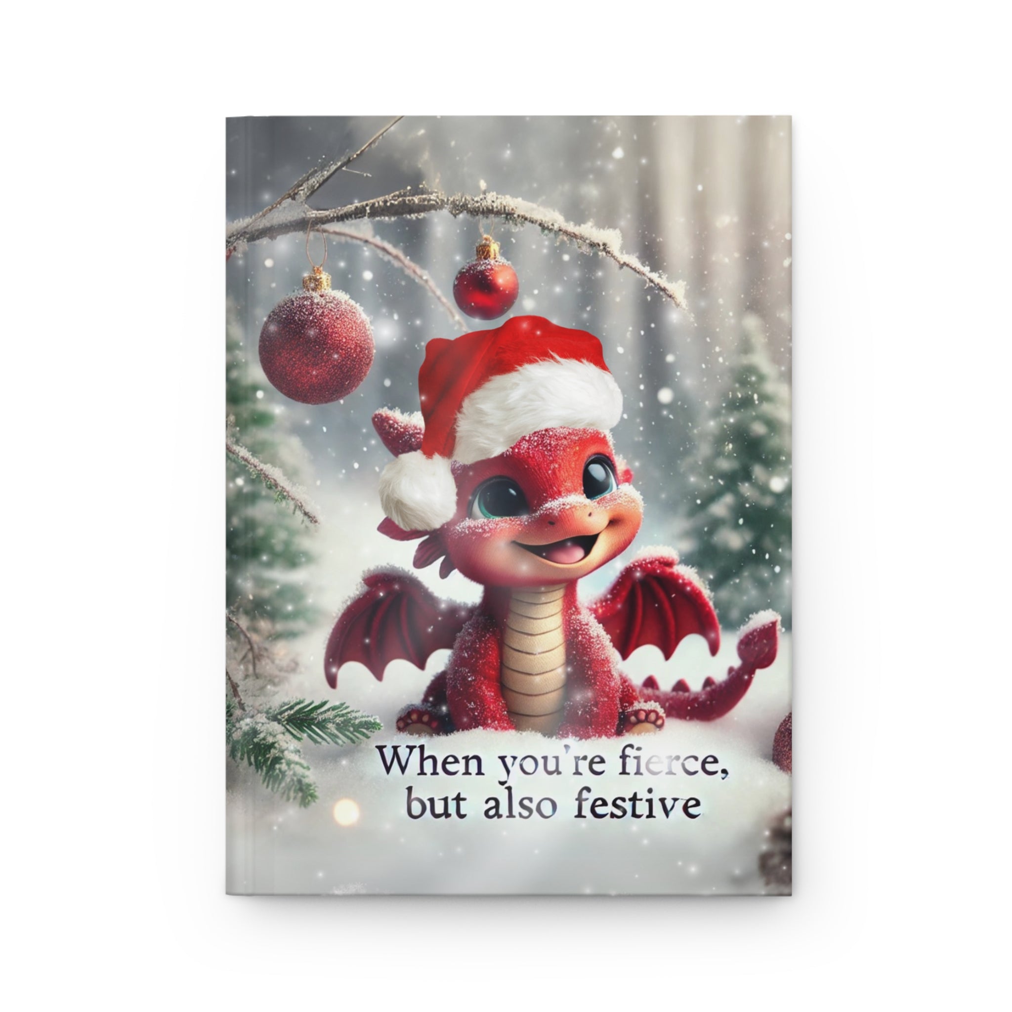 Red Santa Baby Dragon Hardcover Journal Matte