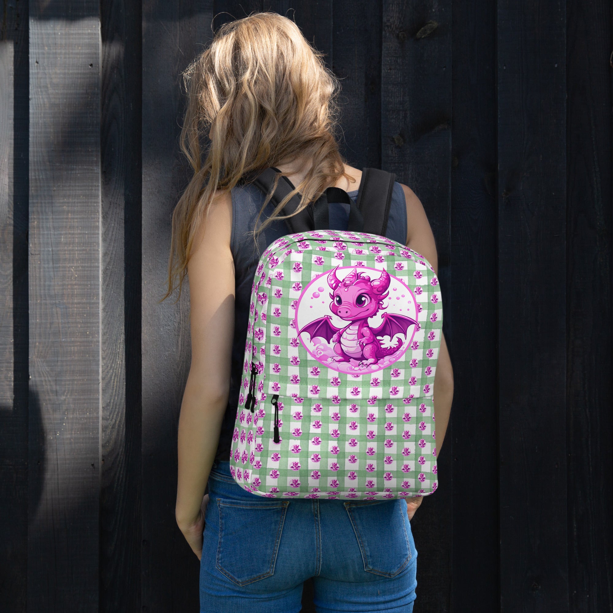 Bubbles Green Gingham Backpack