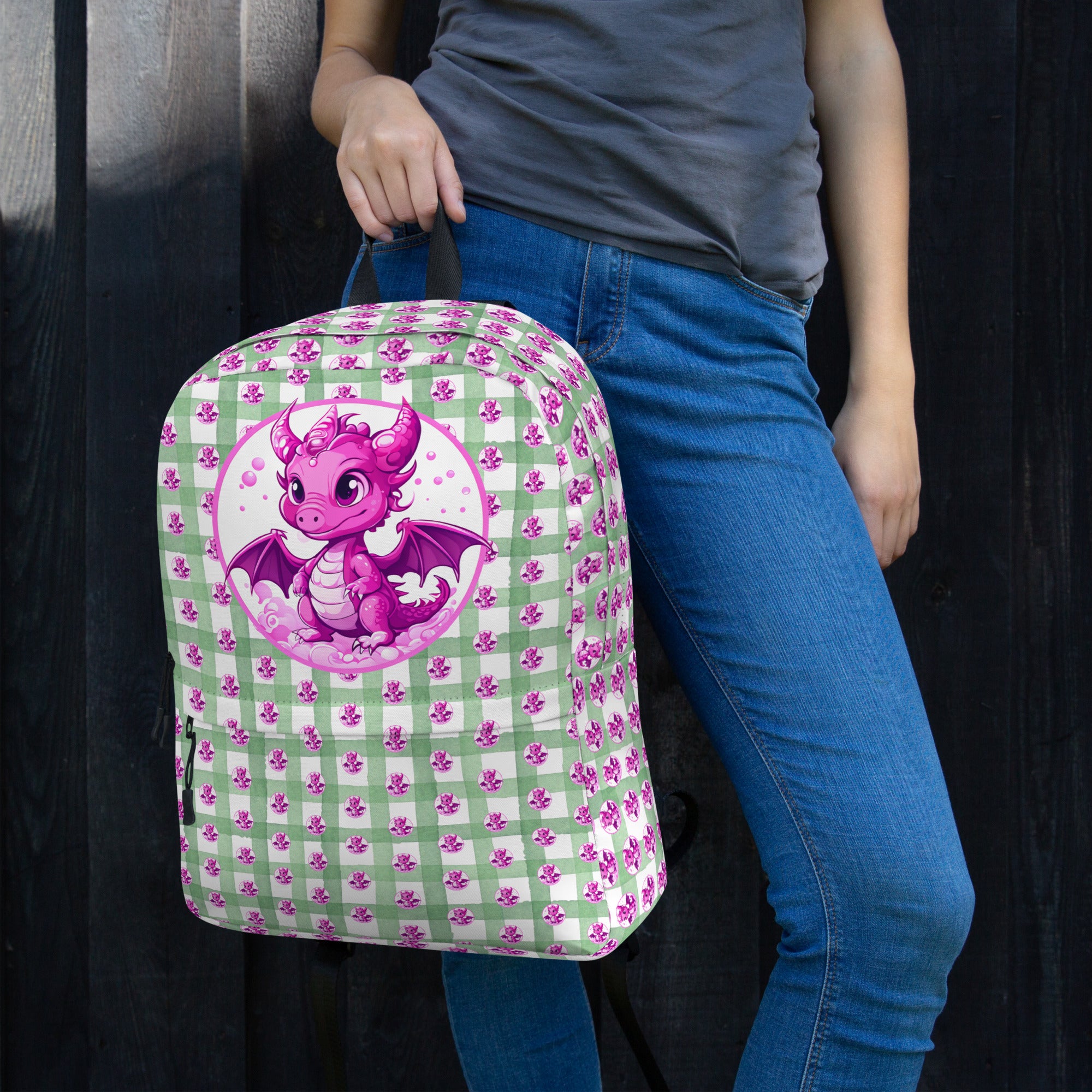 Bubbles Green Gingham Backpack