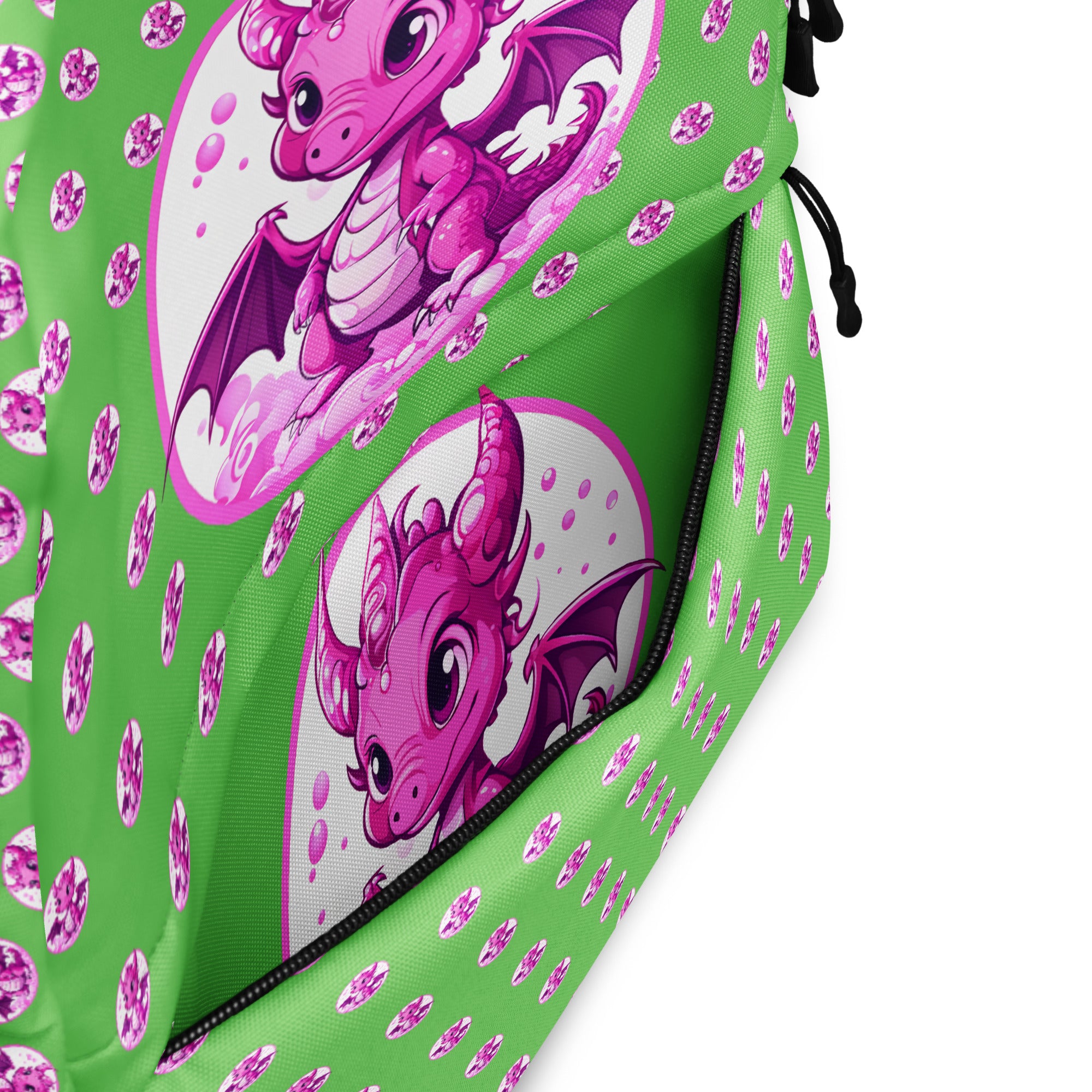 Bubbles Dragon Green and Pink Backpack