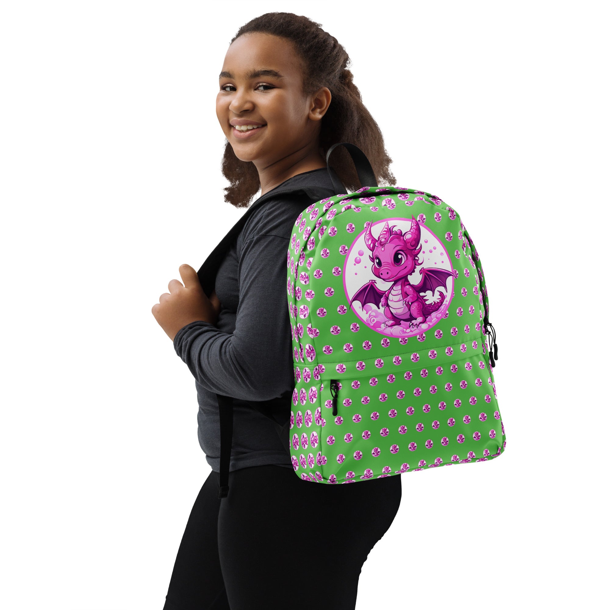 Bubbles Dragon Green and Pink Backpack